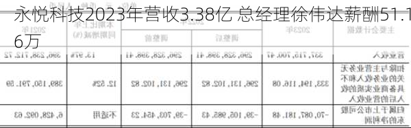 永悦科技2023年营收3.38亿 总经理徐伟达薪酬51.16万