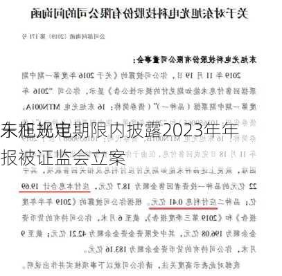 东旭光电：
未在规定期限内披露2023年年报被证监会立案