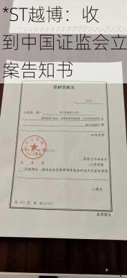 *ST越博：收到中国证监会立案告知书